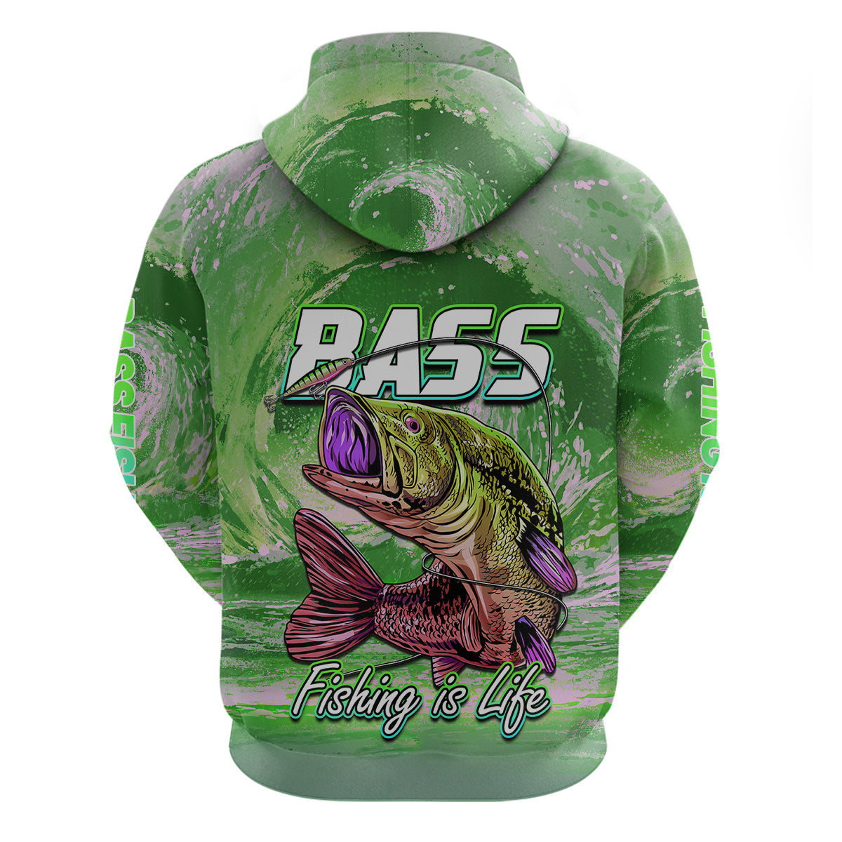 Custom Bass Fishing is Life Hoodie Hook Sport Largemouth Green LT9