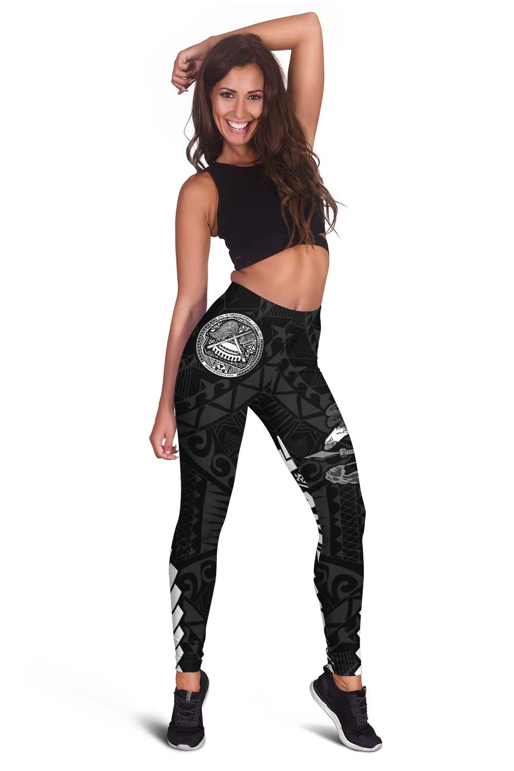 American Samoa Women Leggings Eagle mix Polynesian LT13