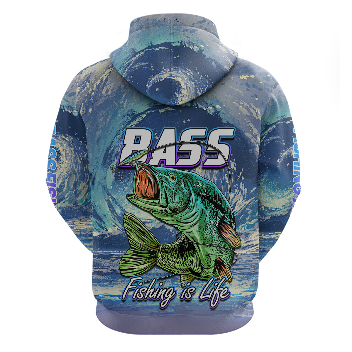 Custom Bass Fishing is Life Hoodie Hook Sport Largemouth Blue LT9
