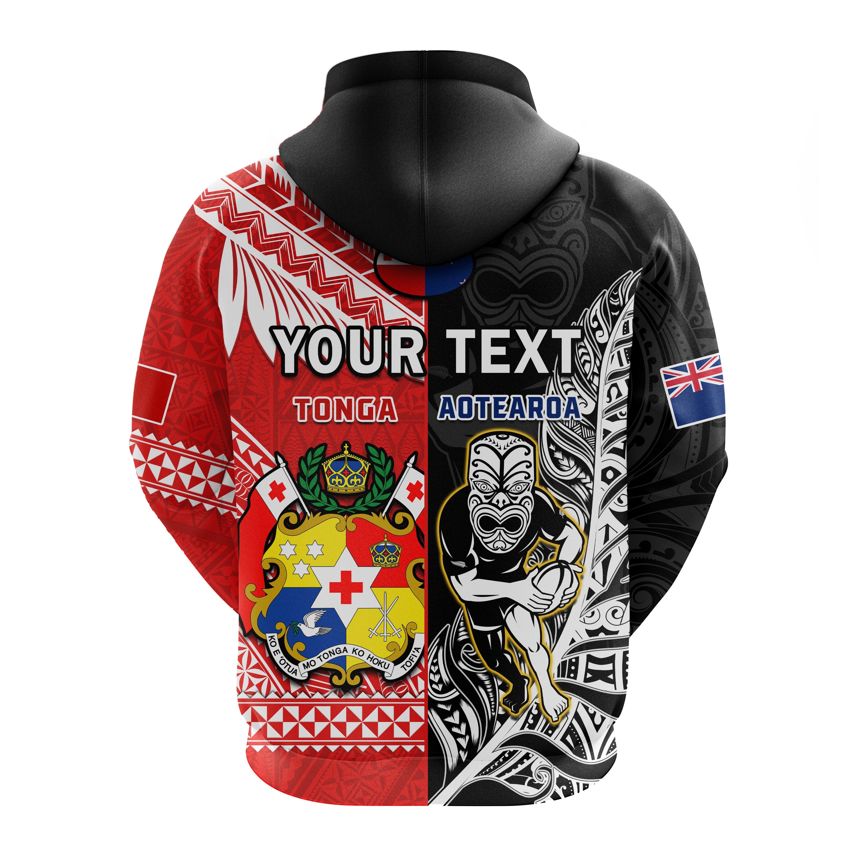 Custom Mate Maa Tonga And All Black Rugby Hoodie Polynesian Mix NZ Maori Fern LT14