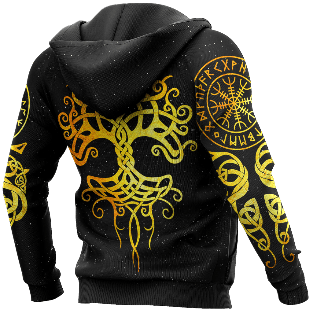Viking Clothing Gold Tree Of Life Viking Hoodie RLT12