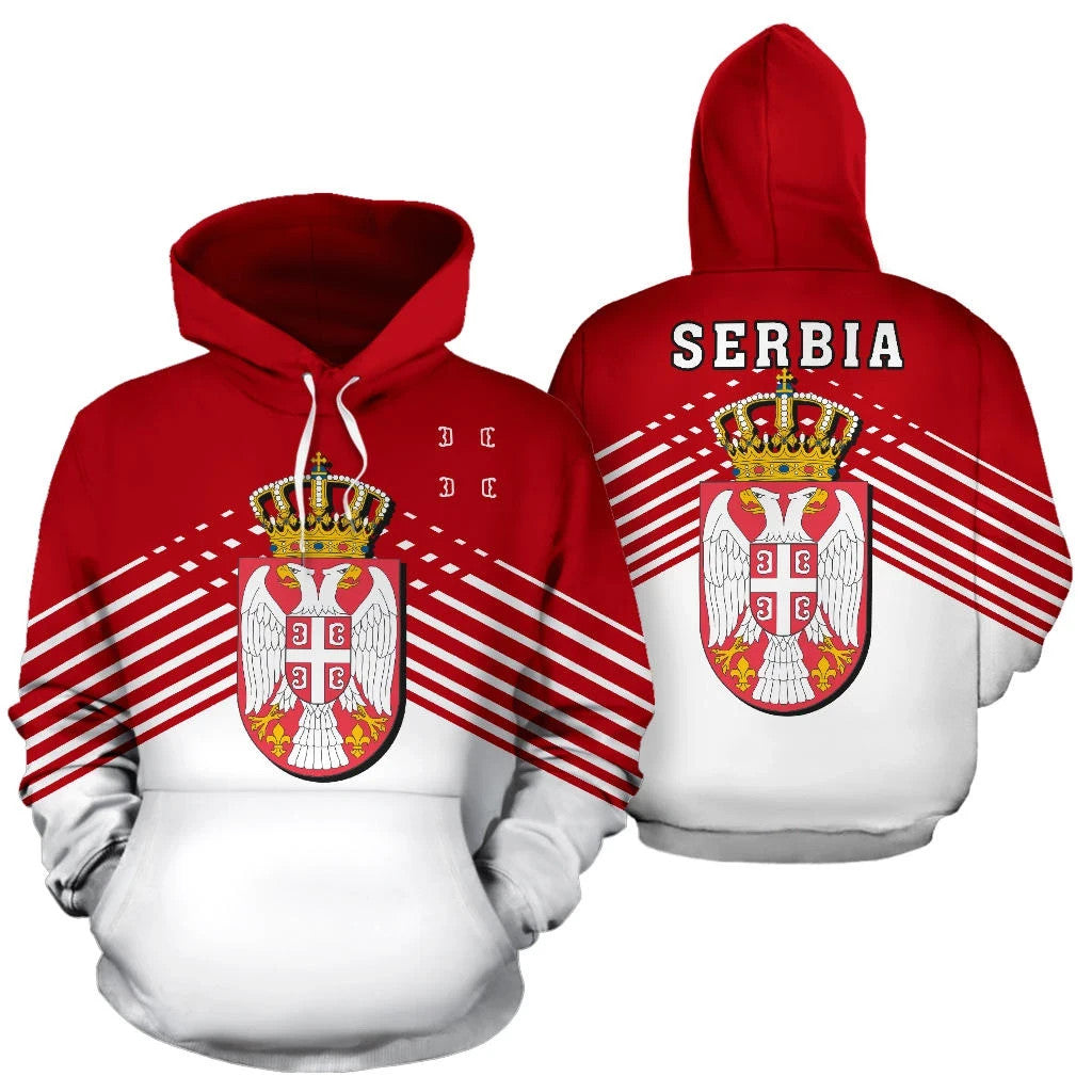 Serbia Sport Flag Hoodie Stripes Style 01 RLT7
