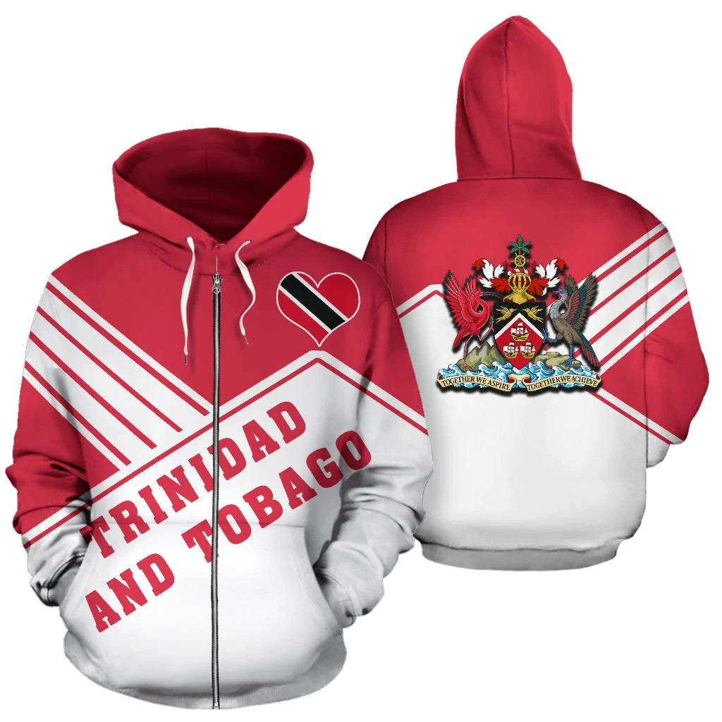 Trinidad and Tobago Zip Up Hoodie Coat Of Arms Mount Style RLT6