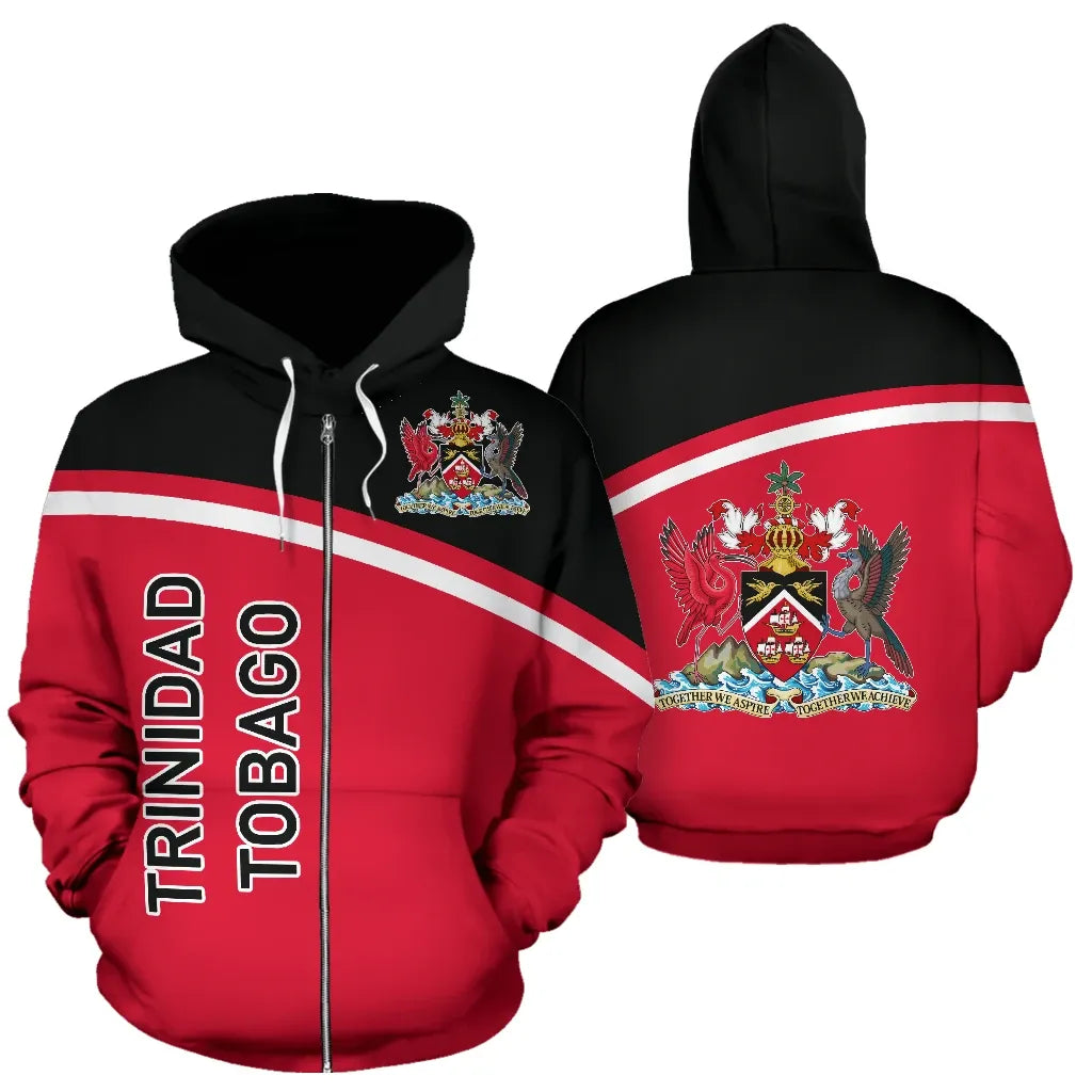 Trinidad Tobago All Over Zip Up Hoodie Curve Version RLT6
