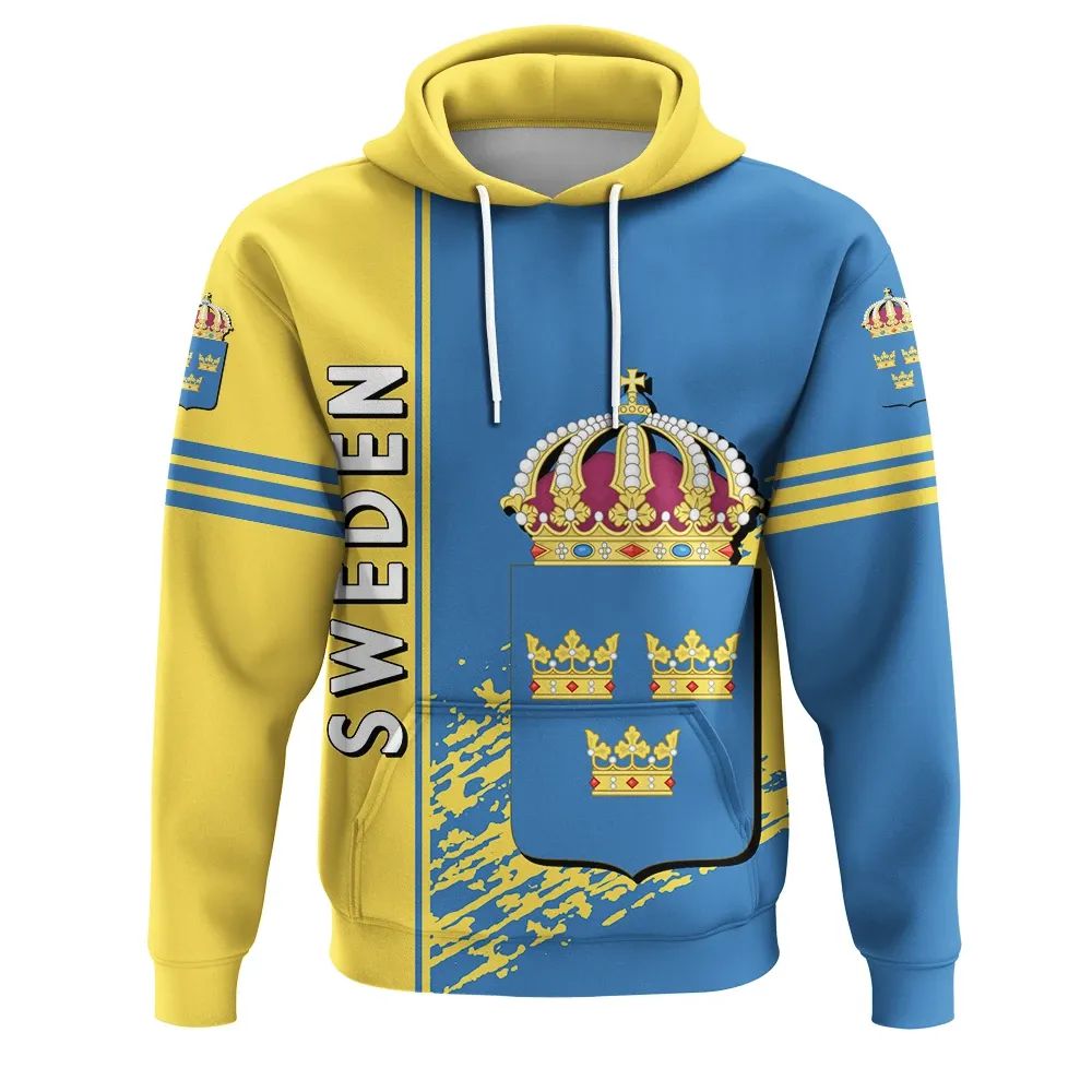 Sweden Hoodie Coat Of Arms Quarter Style RLT7