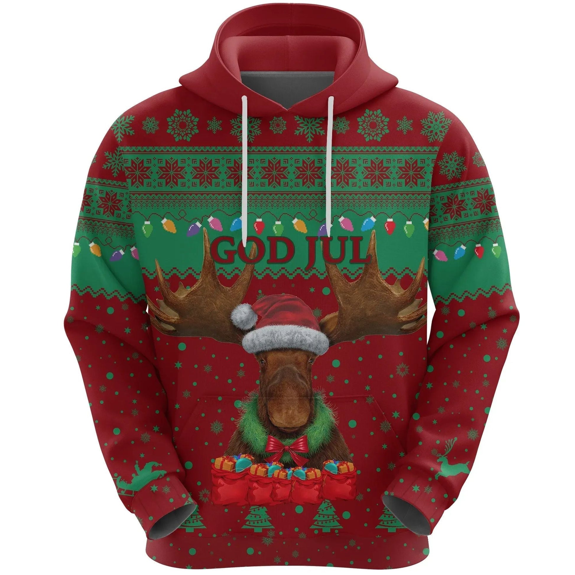 Sweden Christmas Hoodie Moose Red Green RLT7