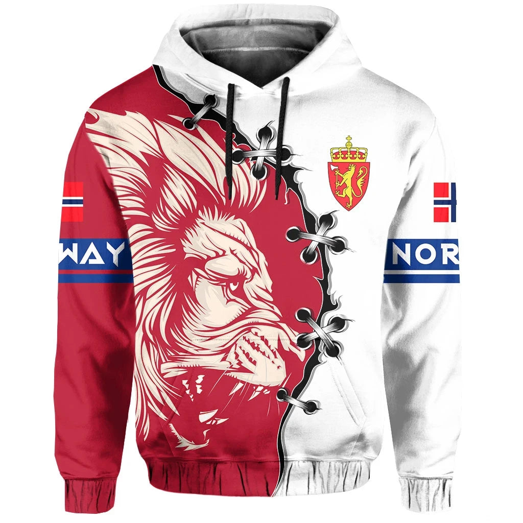 Norway Hoodie Lion Coat Of Arms Red RLT7