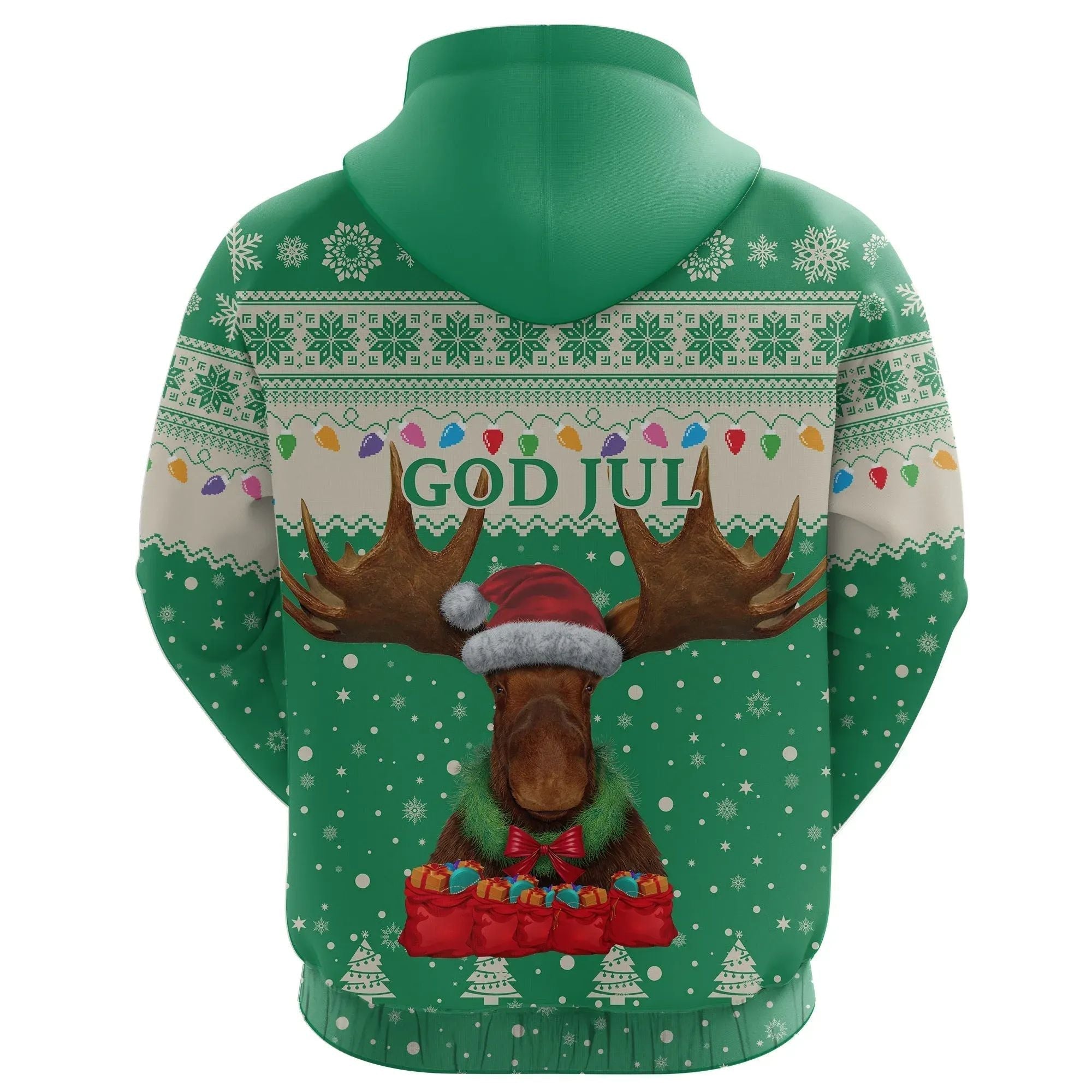 Sweden Christmas Hoodie Moose Green RLT7