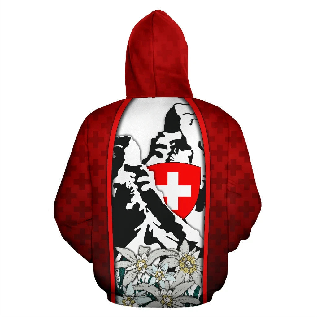 Switzerland All Over Hoodie Coat Of Arms and Bernese Mountain Dog RLT13