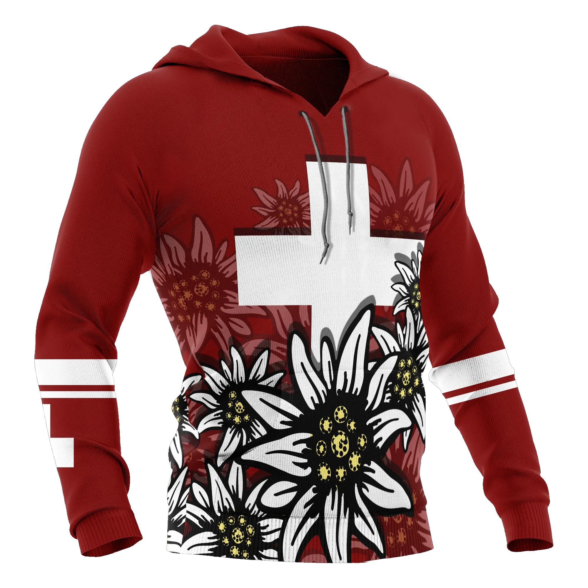 Switzerland Hoodie White Edelweiss RLT13