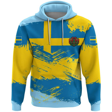 Sweden Hoodie Sweden Flag Brush RLT7