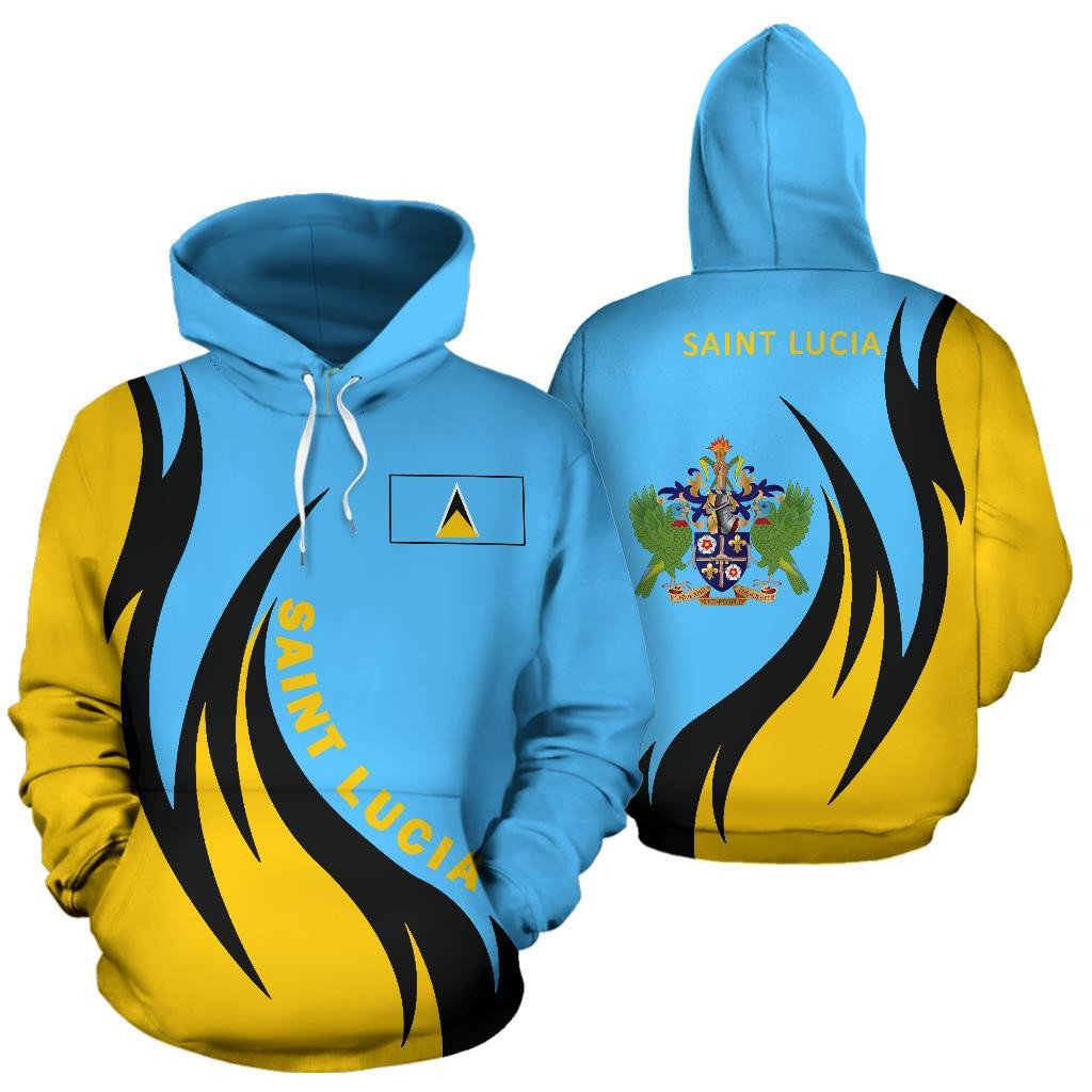 Saint Lucia Hoodie Coat Of Arms Fire Style1 RLT6