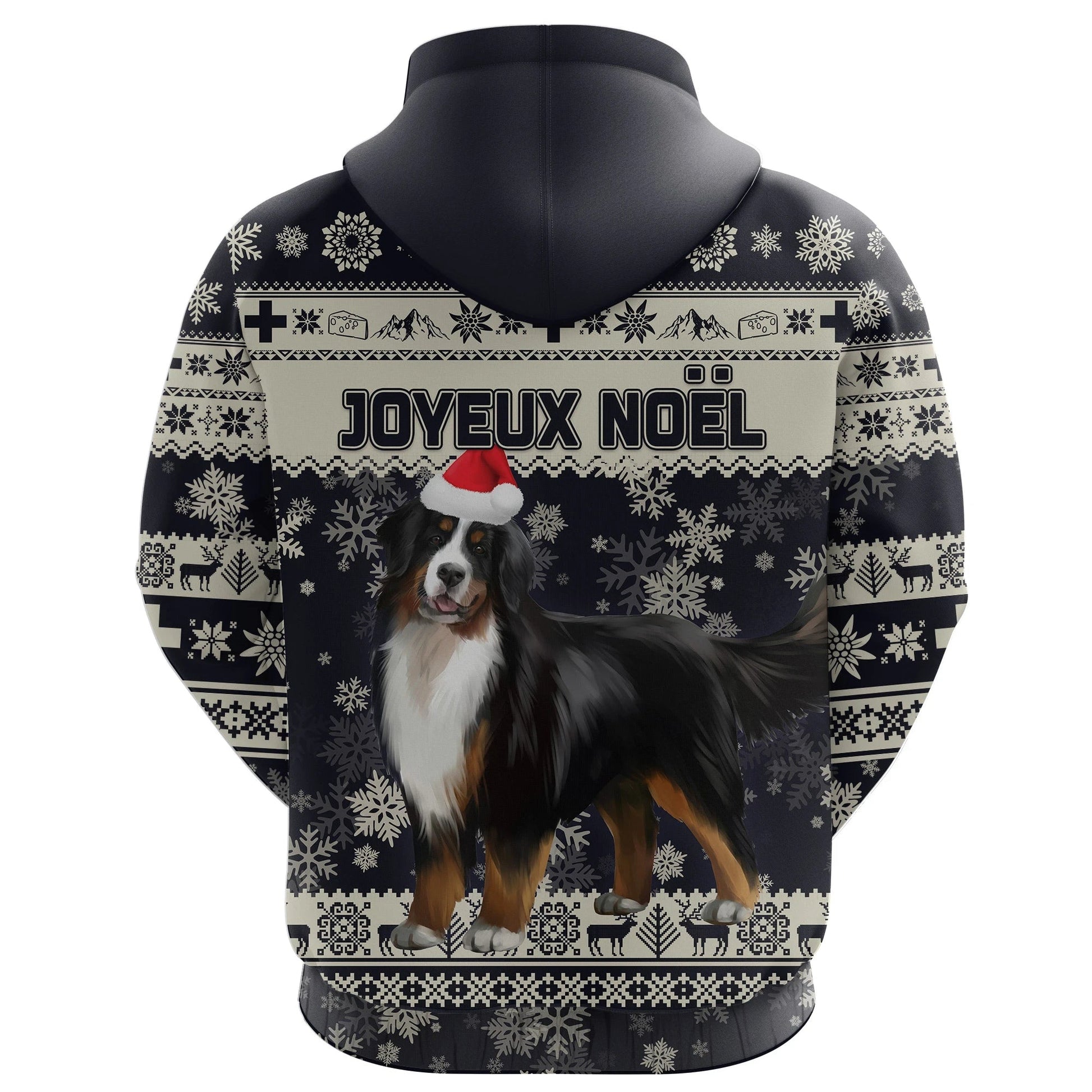 Switzerland Christmas Hoodie Bernese Mountain Dog Unique Navy RLT13