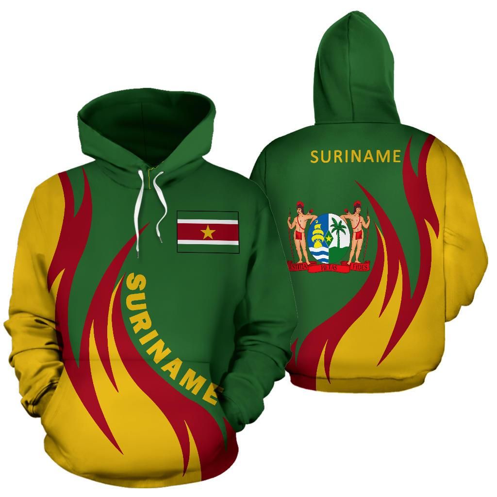 Suriname Hoodie Coat Of Arms Fire Style RLT7