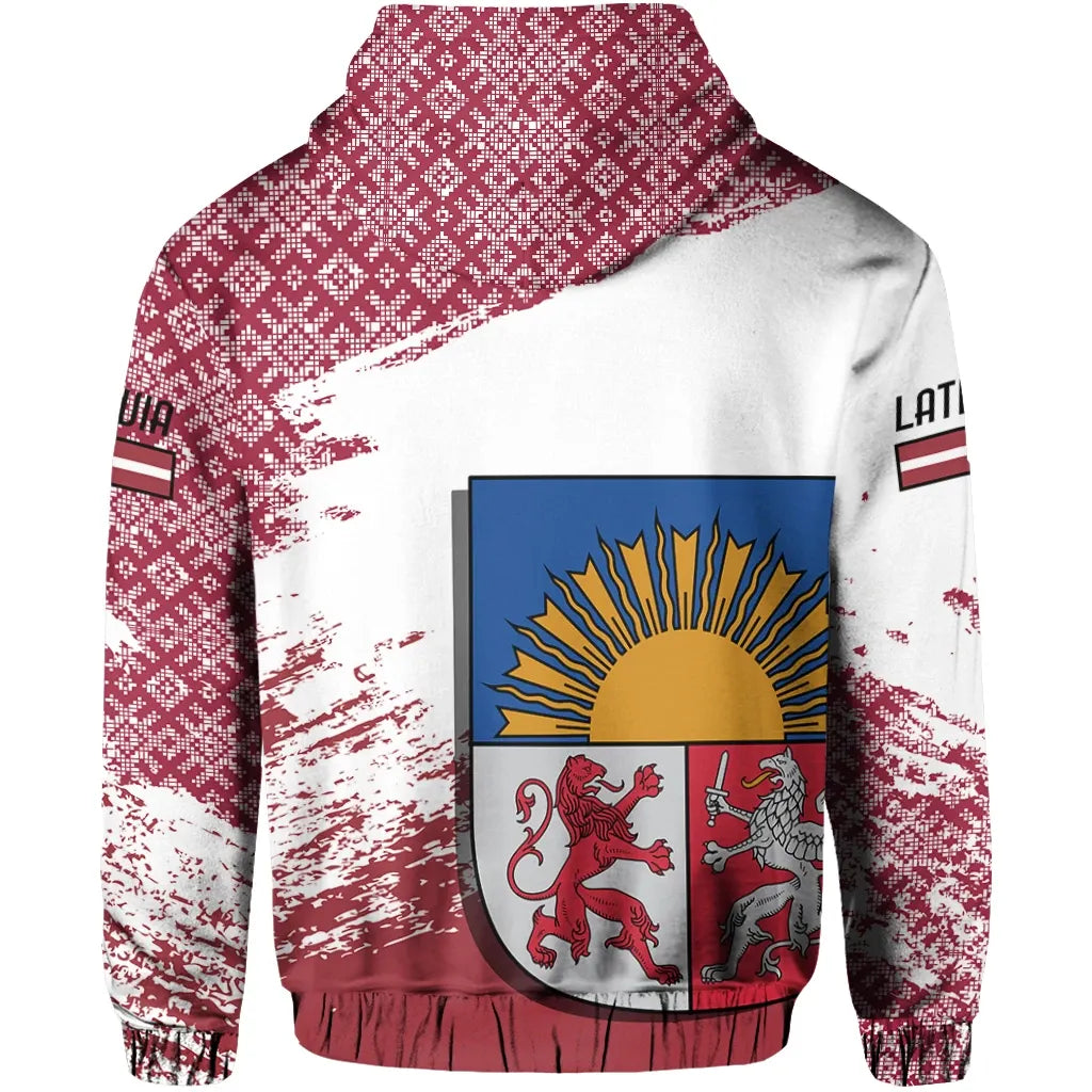 Victory Latvia Allover Print Pullover Hoodie RLT6