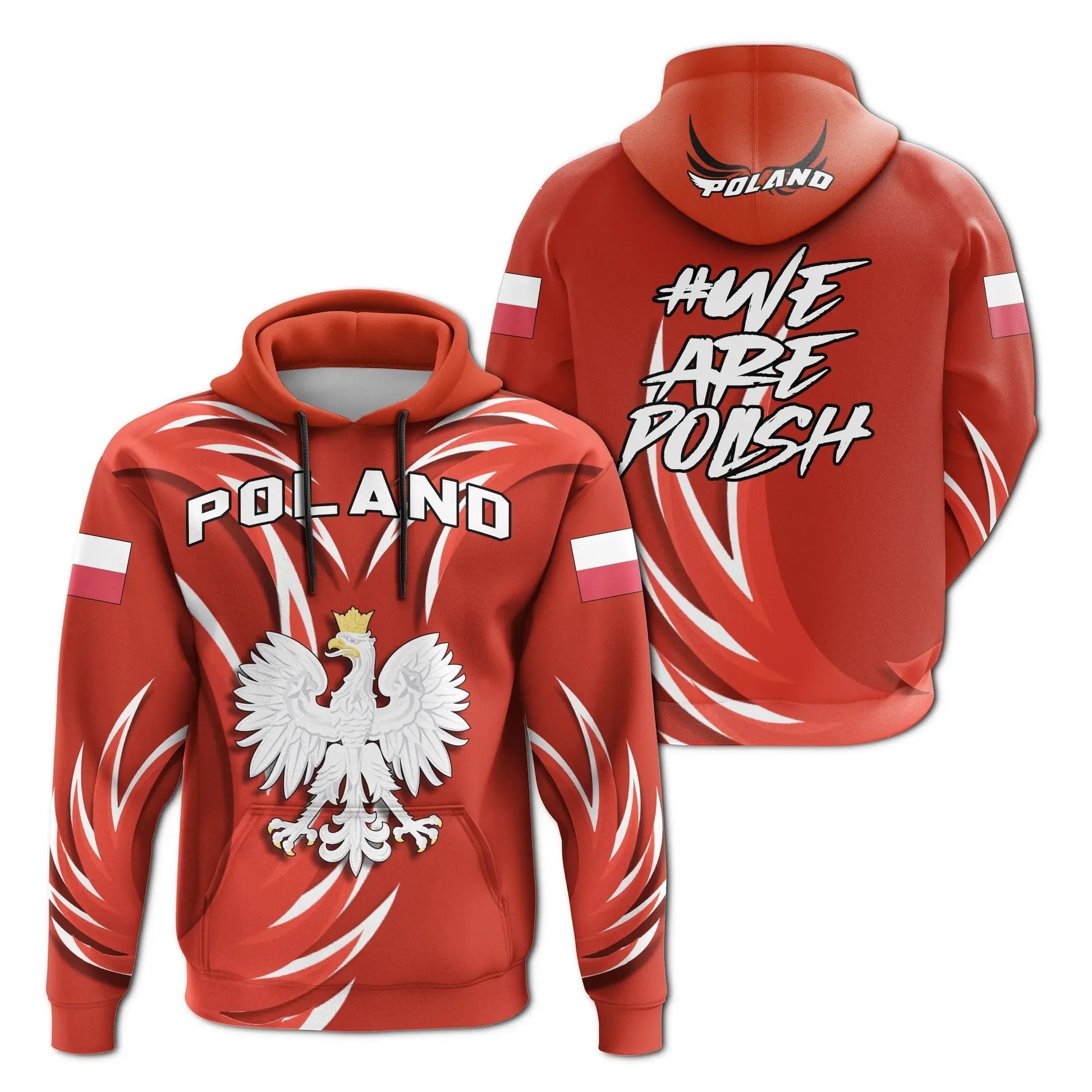 Poland Coat Of Arms Flag Hoodie Wings Style RLT7