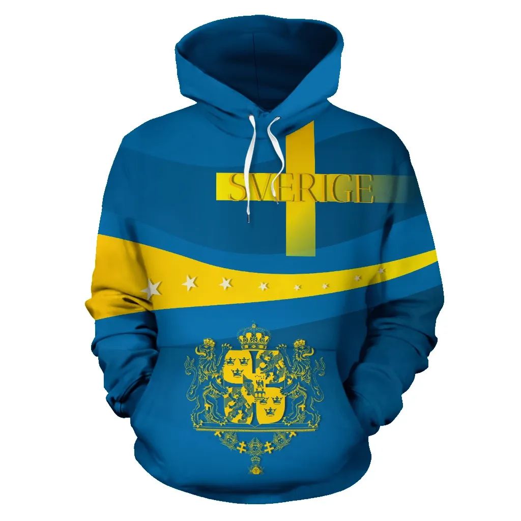 Sverige Wavy Line X Coat Of Arms Sweden Hoodie RLT7