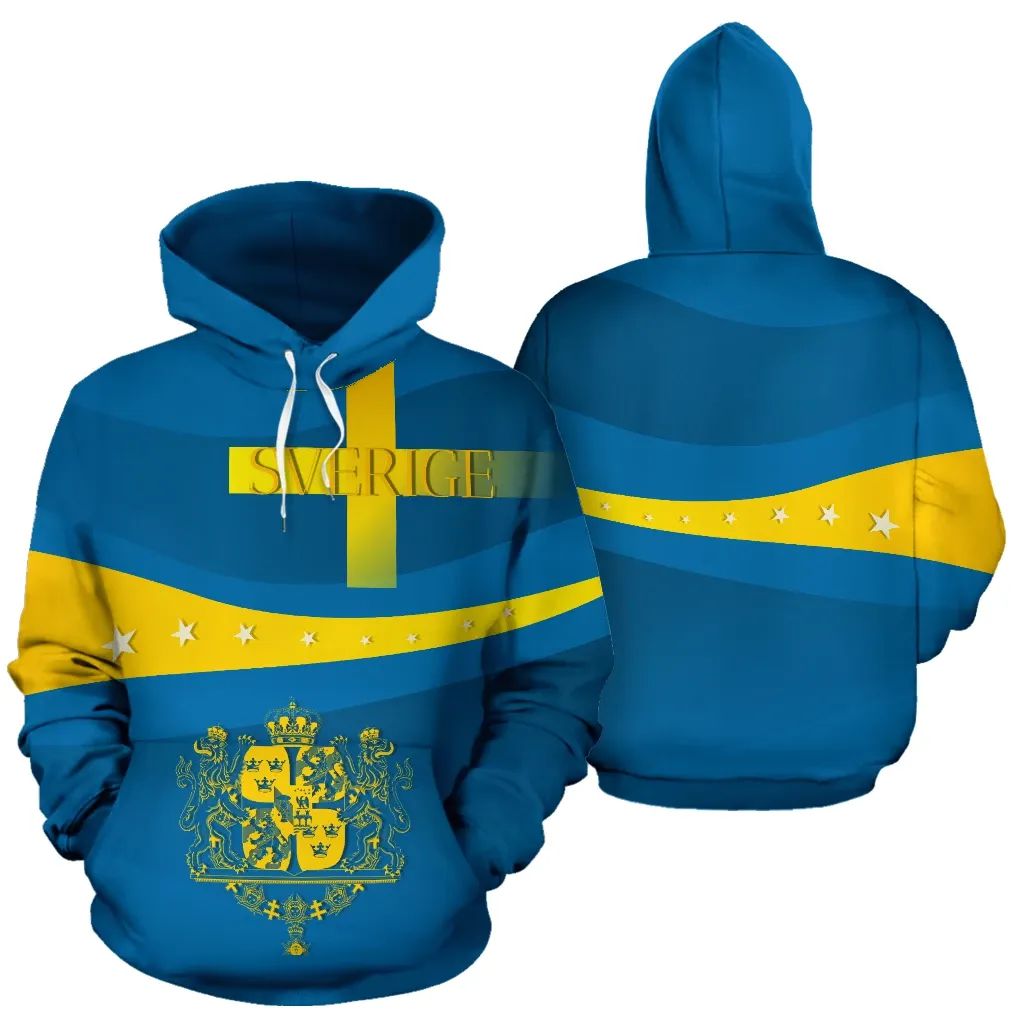 Sverige Wavy Line X Coat Of Arms Sweden Hoodie RLT7