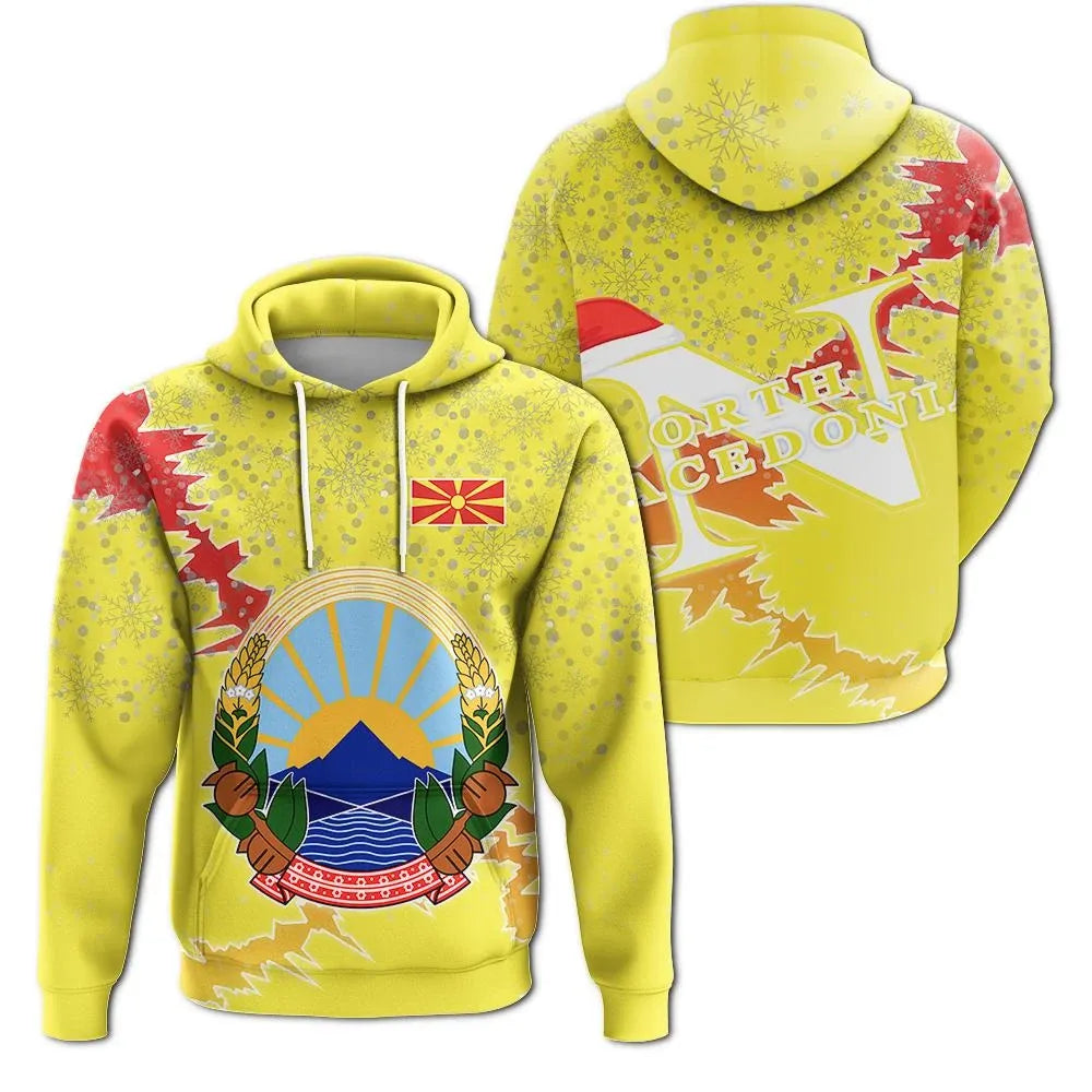 North Macedonia Christmas Hoodie Coat Of Arms X Style RLT7