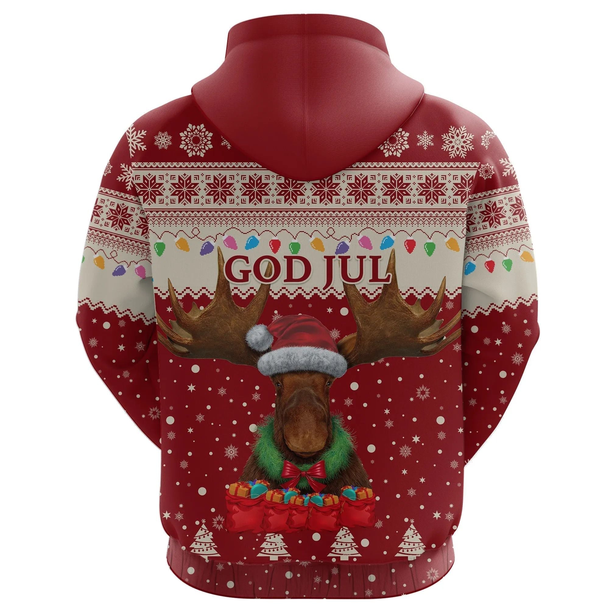 Sweden Christmas Hoodie Moose Red RLT7