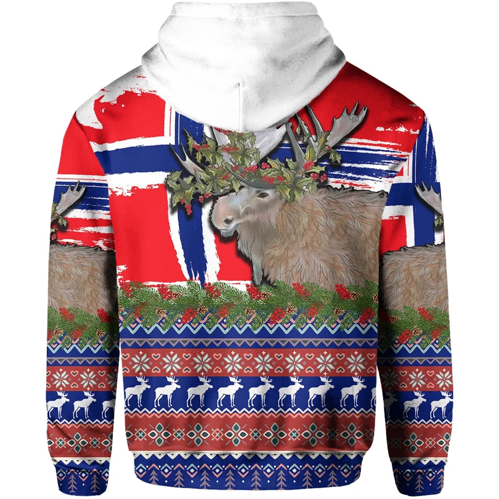 Norway Flag With Moose Christmas Hoodie RLT7