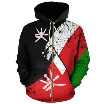 Oman Hoodie Zipper Special Grunge Flag RLT13