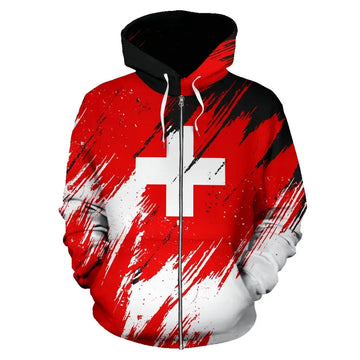 Switzerland Flag Color Painting Zip Up Version RLT13