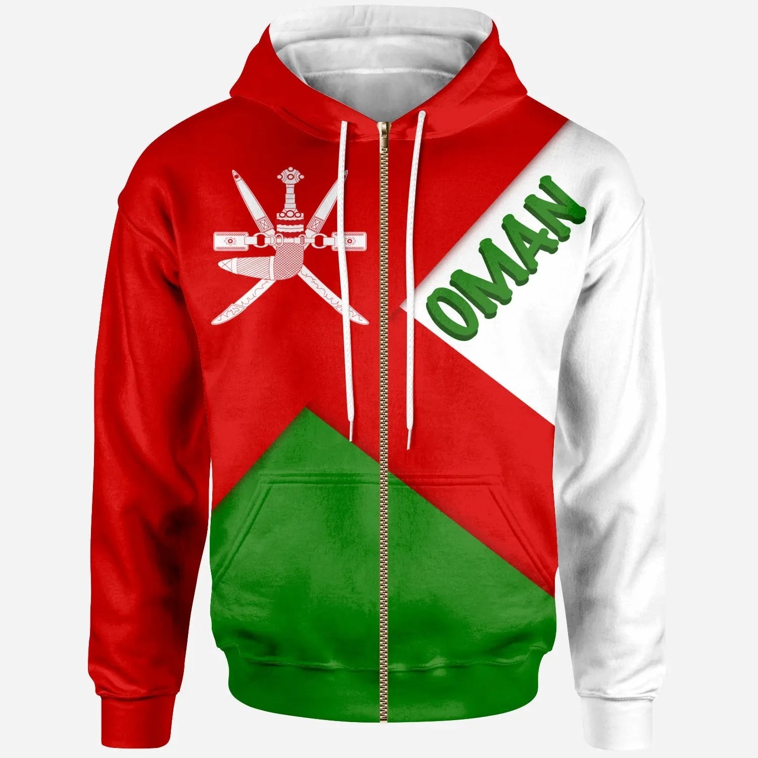 Oman Zip Up Hoodie Oman Flag RLT13