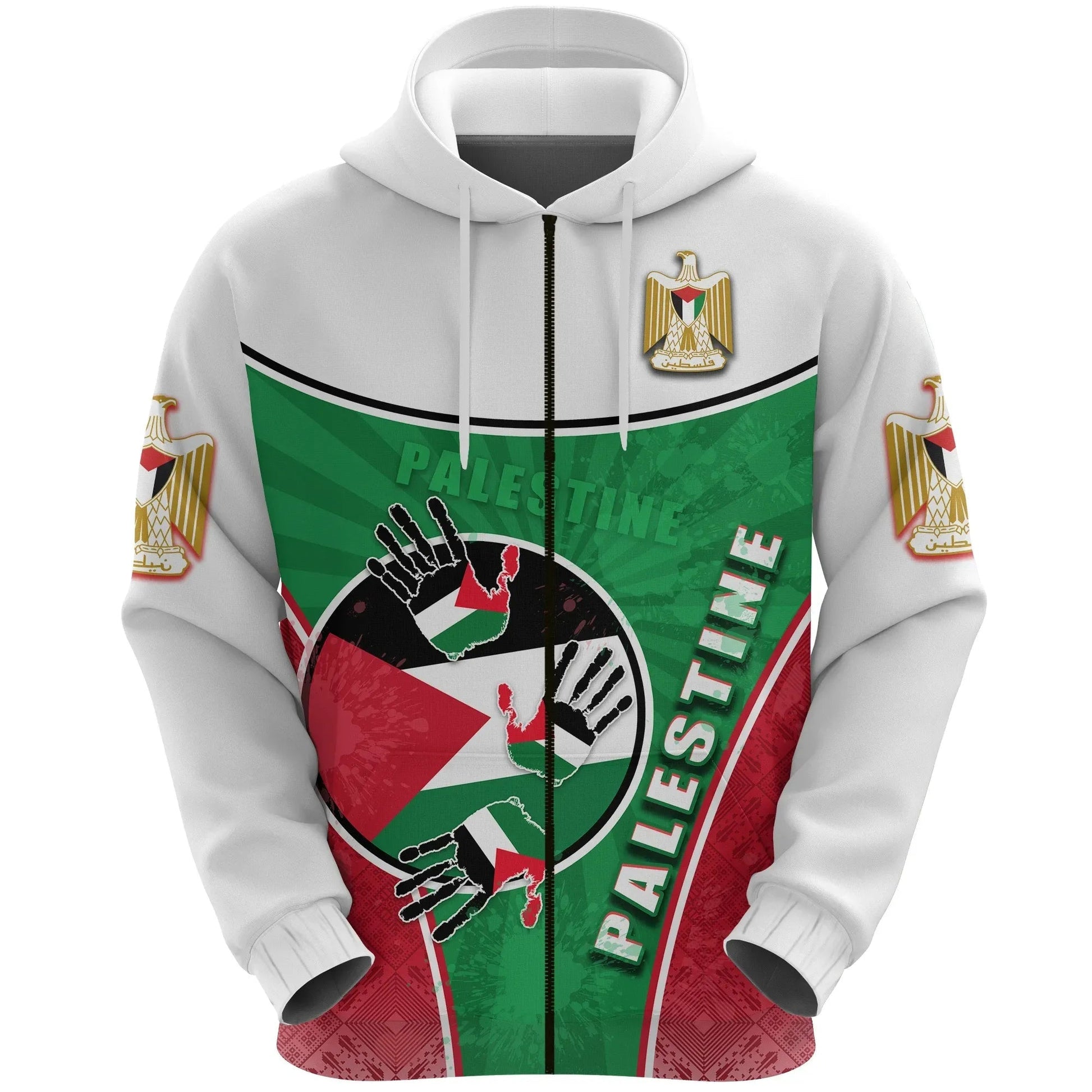 Palestine Independence Zip Hoodie Circle Stripes Flag Proud Version RLT13