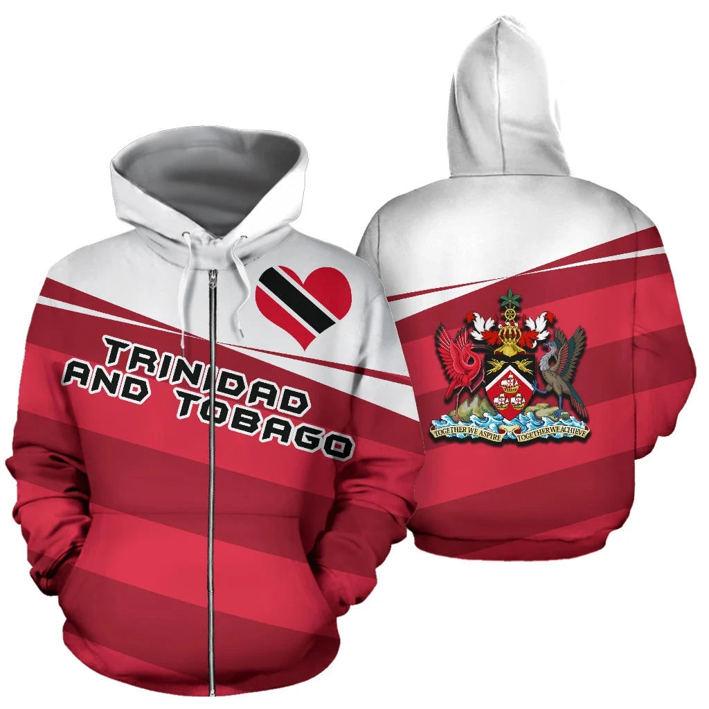 Trinidad and Tobago Zip Up Hoodie Coat Of Arms Vivian Style RLT6