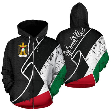 Palestine Hoodie Zip Special Grunge Flag RLT13