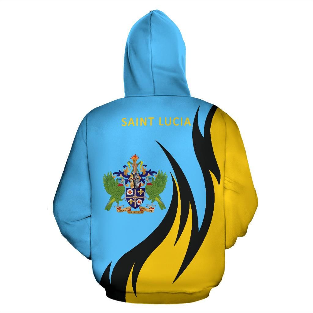Saint Lucia Hoodie Zip Coat Of Arms Fire Style1 RLT6