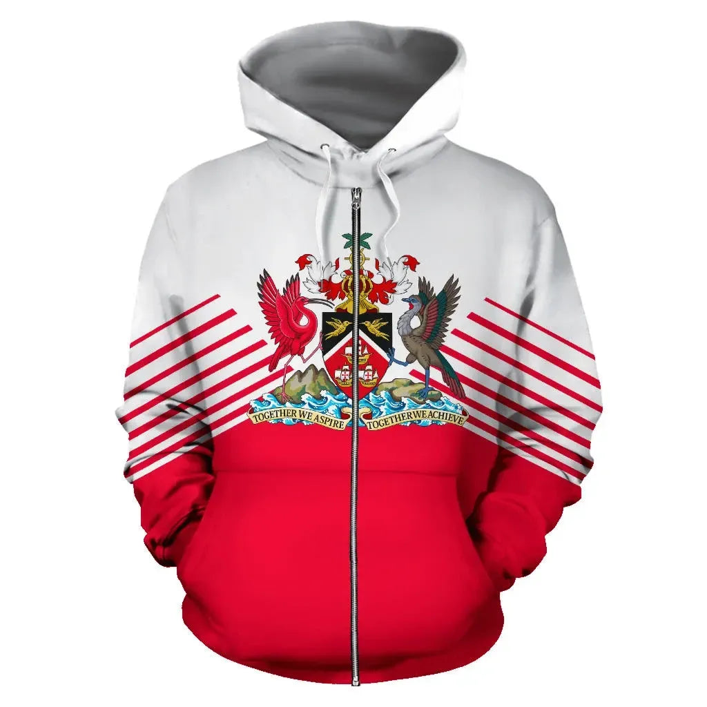 Trinidad and Tobago Zip Up Hoodie Stripes Style RLT6