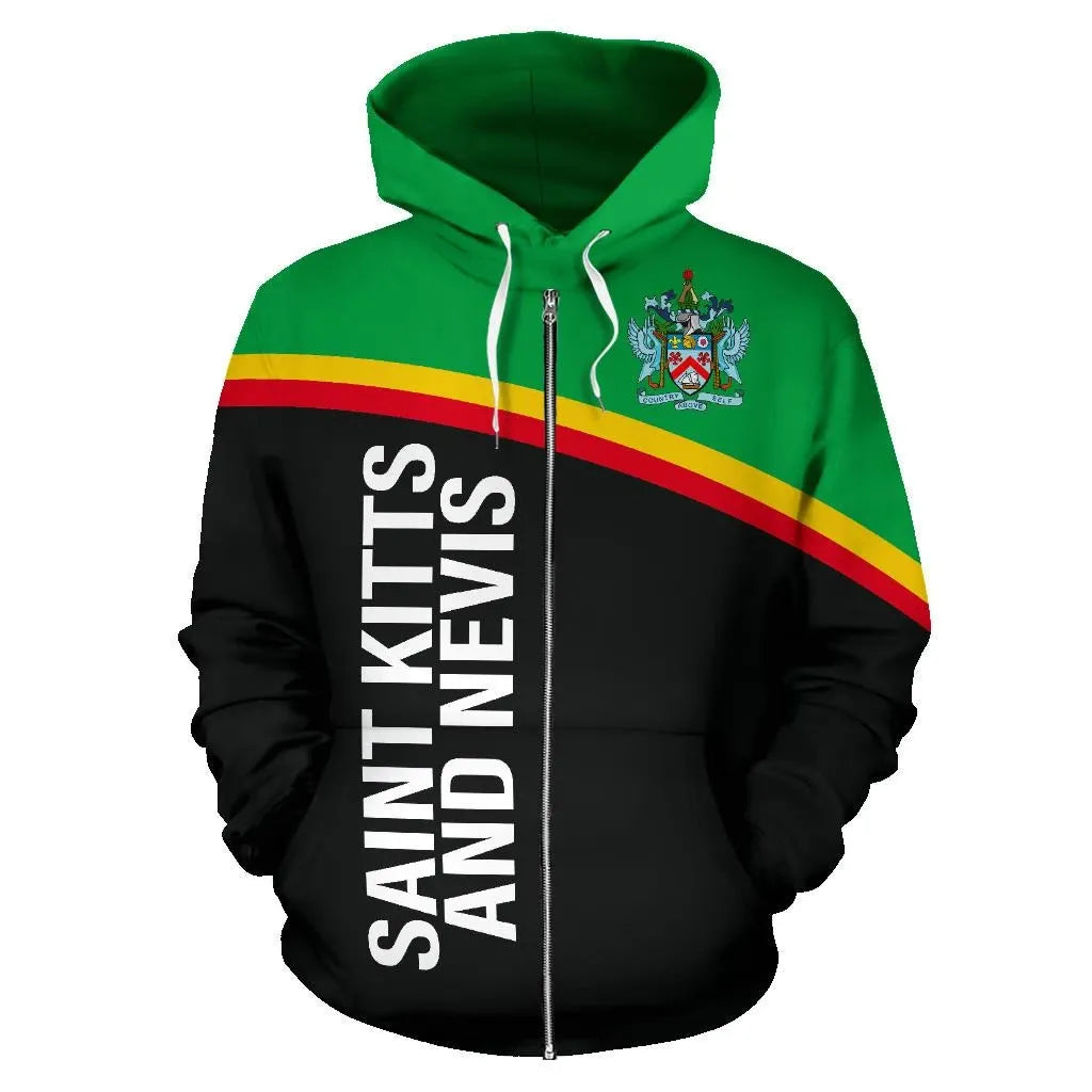 Saint Kitts and Nevis All Over Zip Up Hoodie RLT6