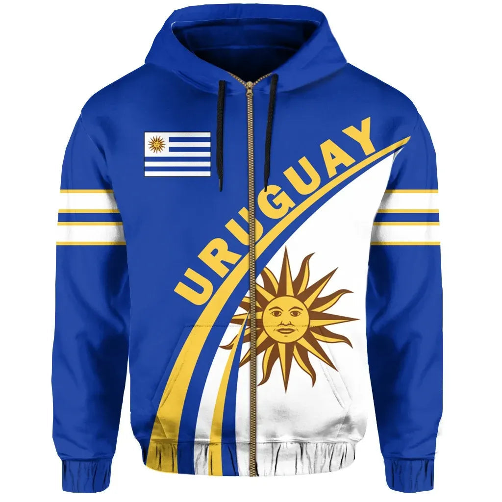 Uruguay Coat Of Arms Up Style Zip Up Hoodie RLT6