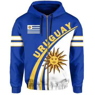 Uruguay Coat Of Arms Up Style Zip Up Hoodie RLT6
