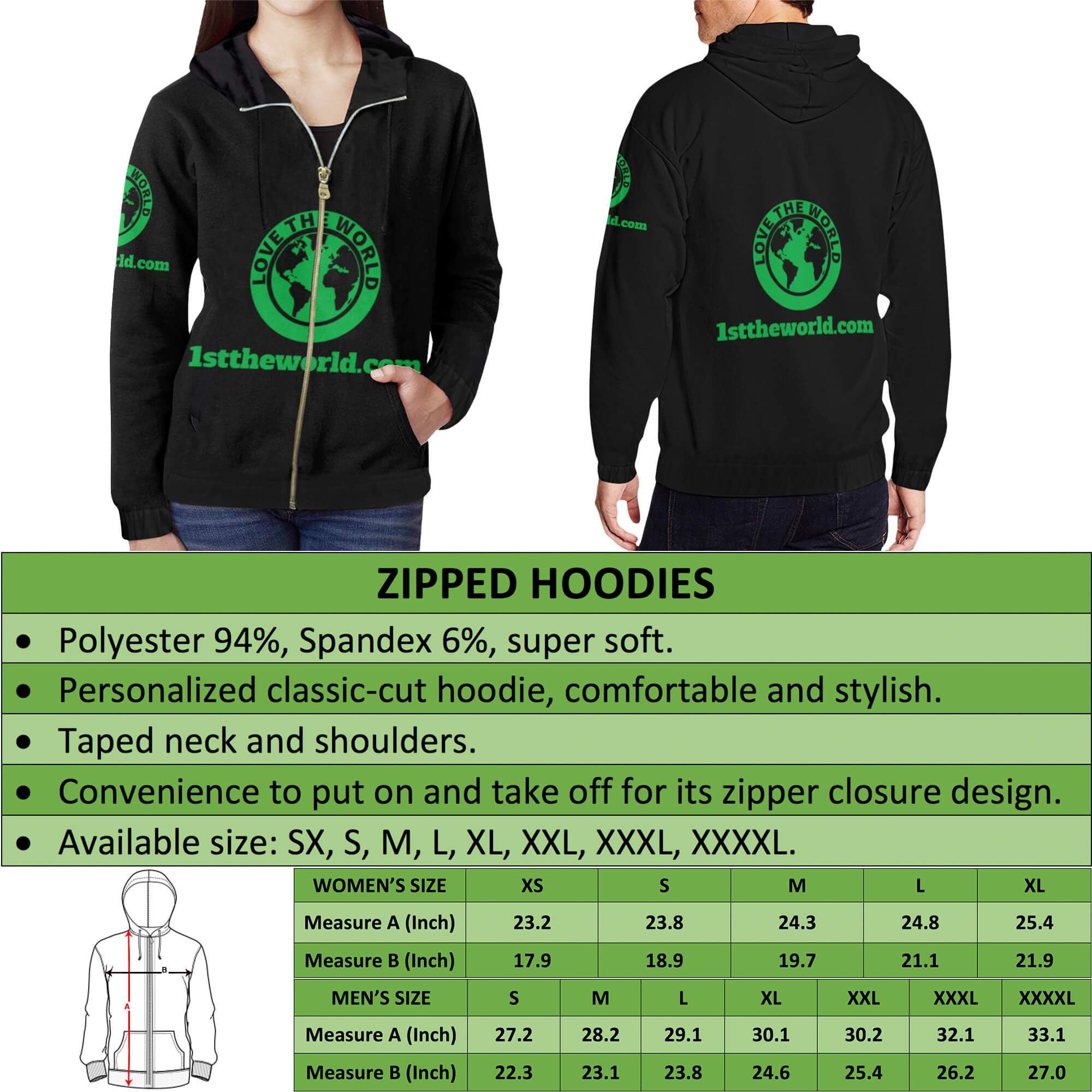 Palestine Hoodie Zip Active RLT13