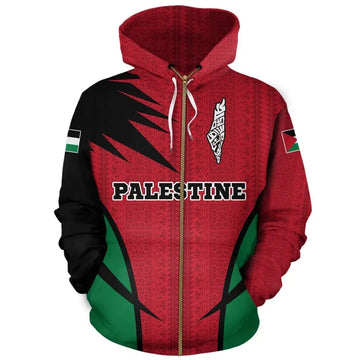 Palestine Hoodie Zip Active Map Style RLT13