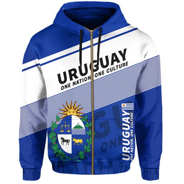 Uruguay Zipper Hoodie Flag Motto Limited Style RLT6