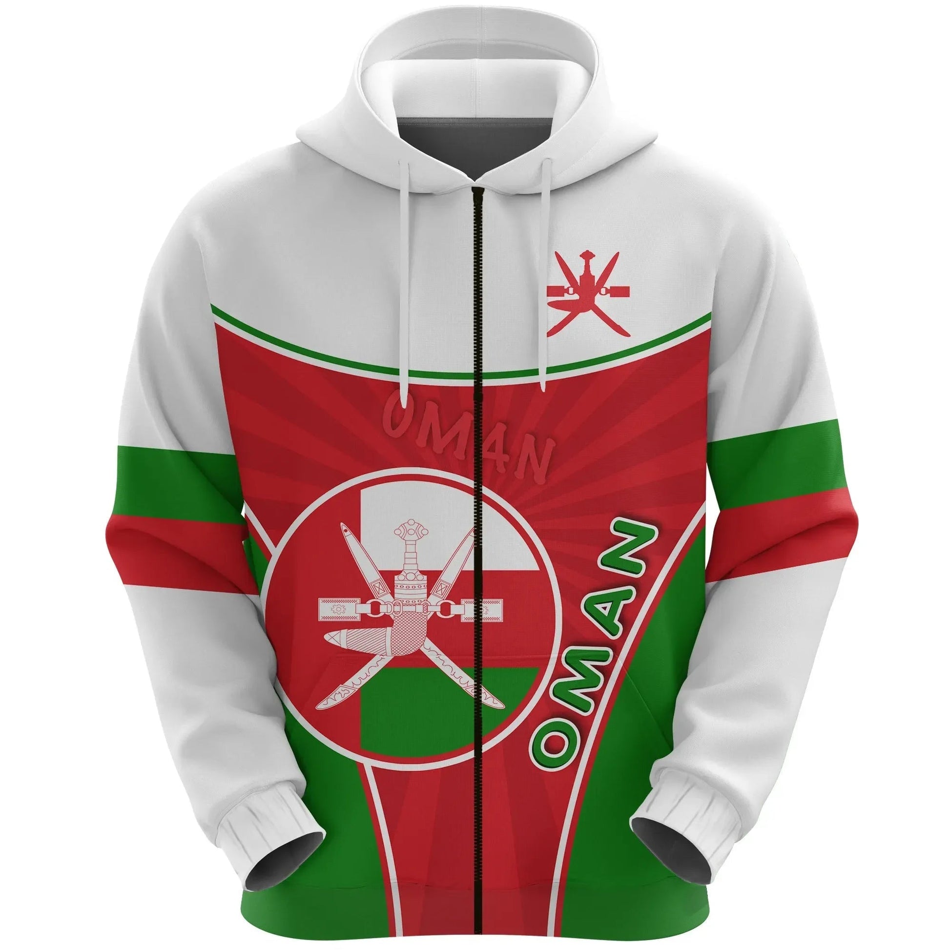 Oman Emblem Zip Hoodie Circle Stripes Flag Version RLT13