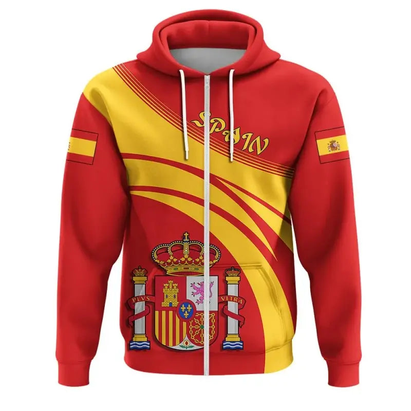 Spain Zip Hoodie Coat Of Arms Cricket Style RLT12