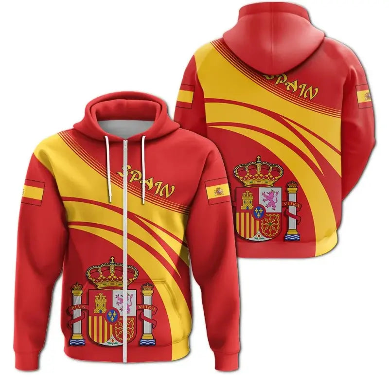 Spain Zip Hoodie Coat Of Arms Cricket Style RLT12