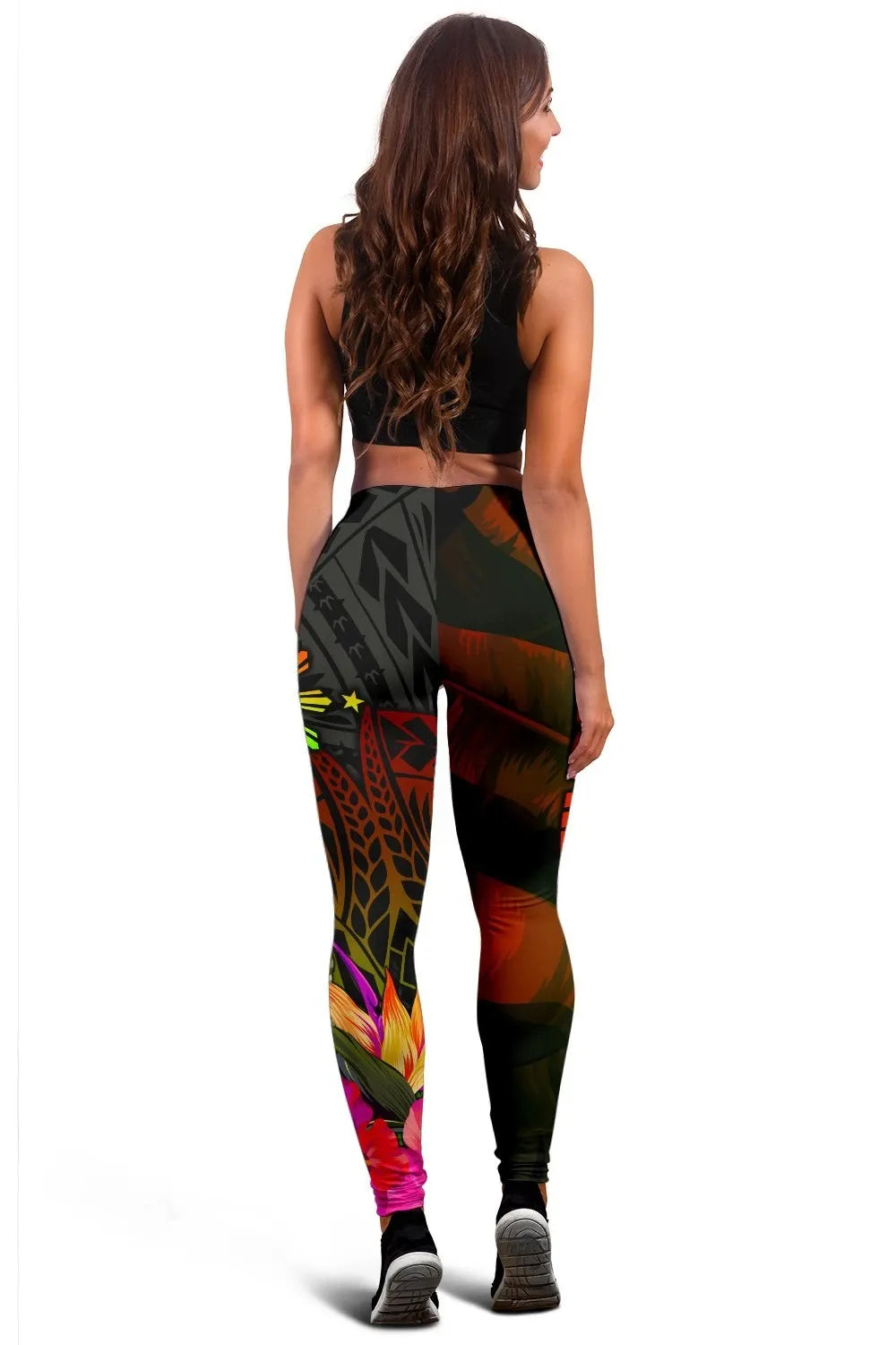 The Philippines Polynesian Women's Leggings Hibiscus and Banana Leaves RLT6