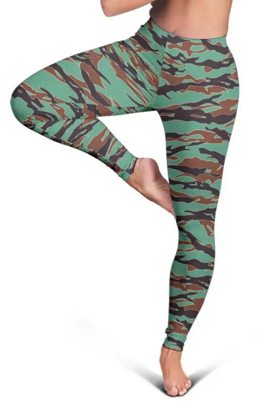 Army Guyana Tiger Stripe Camouflage Seamless Womens Leggings RLT8