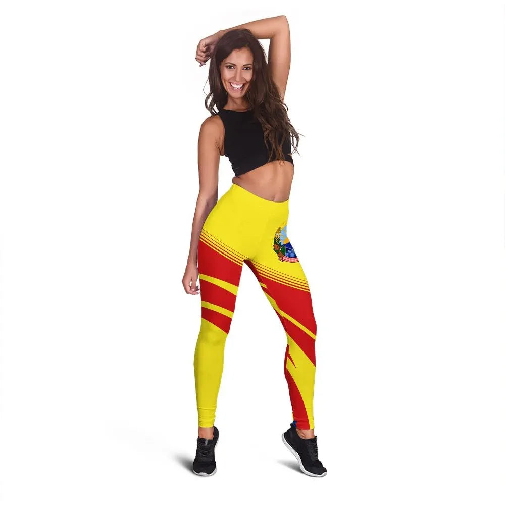 North Macedonia Coat Of Arms Leggings Cricket RLT7