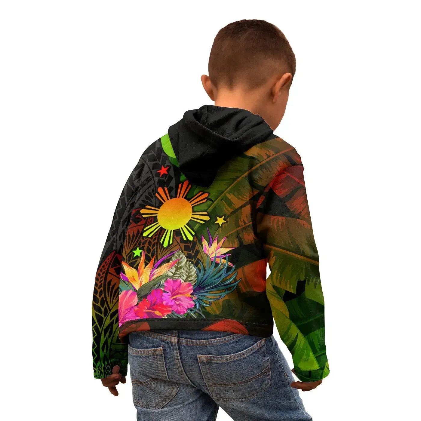 The Philippines Polynesian Hoodie Hibiscus and Banana Leaves RLT6