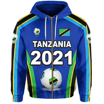 Tanzania Football Team 2021 Mix Flag Zip Hoodie LT20