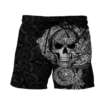Mexico Aztec Quetzalcoatl Skull Tattoo All Over Printed Unisex Men Shorts