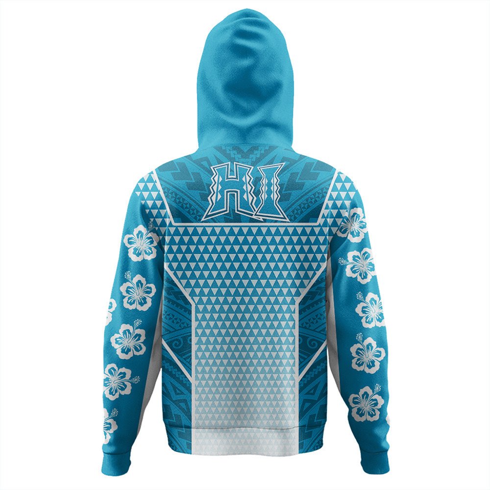 Polynesian Hoodie Custom Kakau Hawaii Polynesian Blue Gradient Zip Hoodie LT10