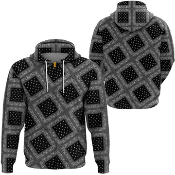 Paisley Bandana Pattern Seamless Black Hoodie RLT13